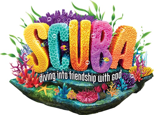 SCUBA diving into friendship with God VBS logo